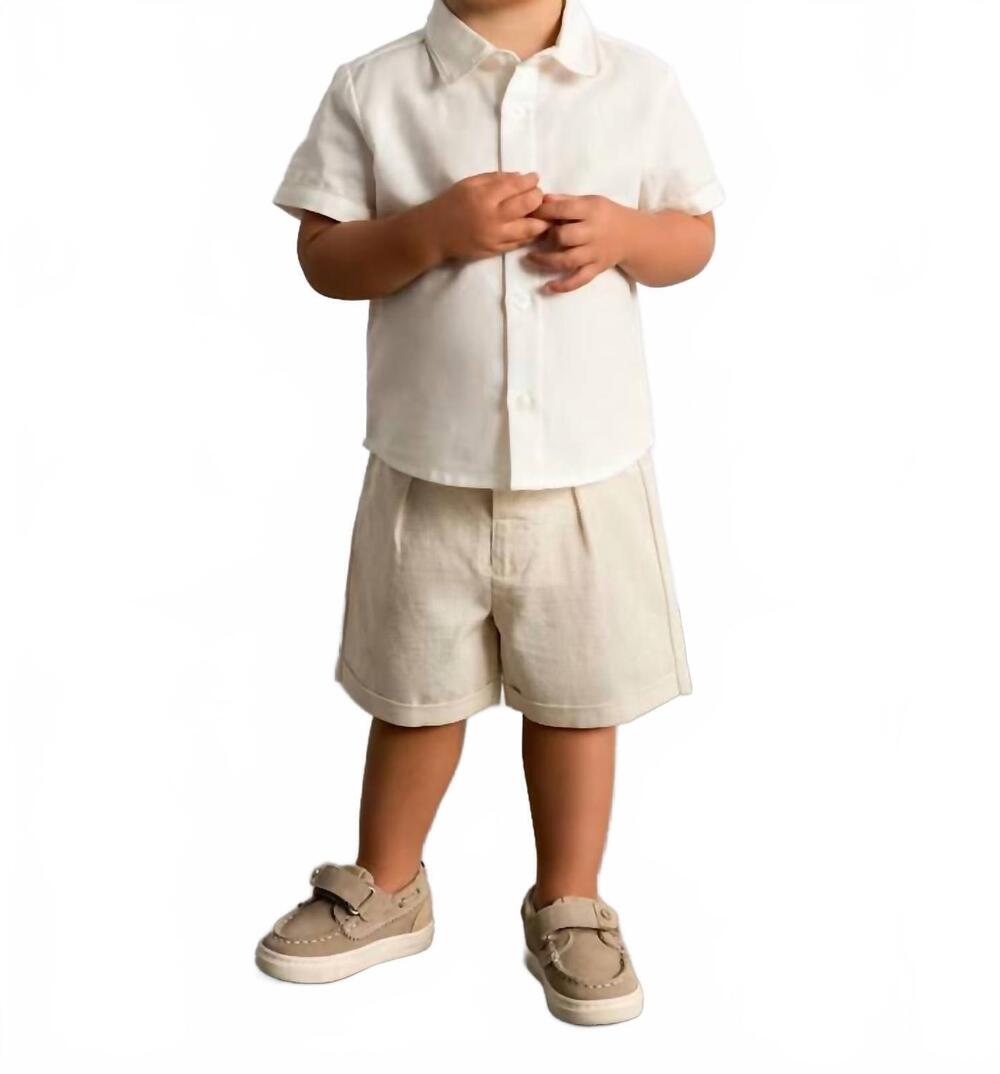 NEW MAYORAL linen boy two-piece set in cream oat